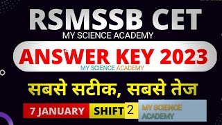 CET GRADUATION LEVEL SECOND  SHIFT 7 JAN 2023 ANSWER KEY||#cet #cetanswerkey #cetrajasthan #cetexam