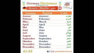 #German Monate - Months - مہینے with #English & #Urdu.