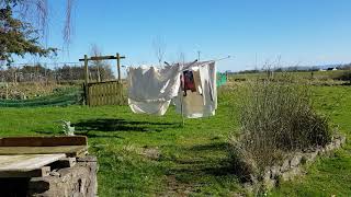 Clothes blowing in the wind.