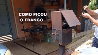 COMO FICOU O FRANGO ASSADO NO ROCKET STOVE