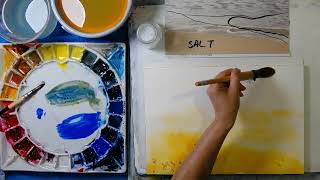 Abstract landscape watercolor: beach Watercolour demonstration