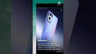 Oppo Reno 7Pro Vs Xiaomi 11T Pro | Spec, price, Features