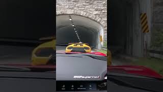 Lamborghini Aventador & Ferrari 812 Superfast driving through tunnel! #cars #v12 #shorts