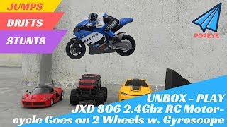 Racing RC Motorbike with Gyro by ECX / JXD / TOPRACE | UNBOX, Stunts, Jumps, Drifts | RC With Popeye