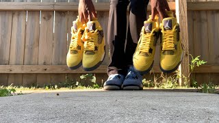 "LIGHTING" TOUR YELLOW AIR JORDAN 4 ON FEET LOOK