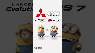 Audi Rs7 vs Mitsubishi evolution minions style.funny#status #tiktok #funny #trending #foryou #asmr