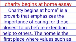 charity begins at home essay| charity begins at home essay in english