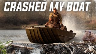 Public Land Duck Hunting a TINY TIMBER HONEY HOLE (I CRASHED MY BOAT)