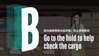 What will happen if you choose B: Go to the hold to help check the cargo?