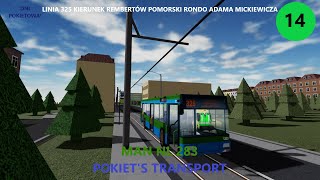 Roblox-Pokiet's Transport -Przejazd Man NL283 na linii 325 Kierunek Rondo Adama Mickiewicza