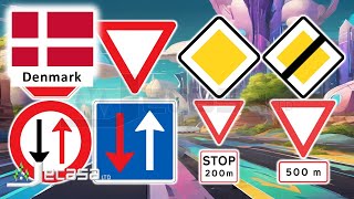 Priority Traffic-Road Signs in Denmark (Copenhagen, Aarhus, Odense, Aalborg, Esbjerg) | Vocabulary