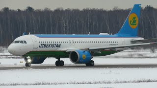 Шумный Airbus NEO из Узбекистана и другие самолеты, Домодедово 17.12.21.