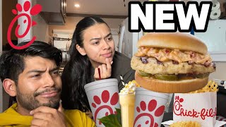 Trying Chick Fil A's NEWEST Pimento Burger