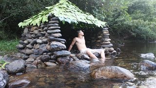 Primitive Technology: Build a Stone Hut on the Stream