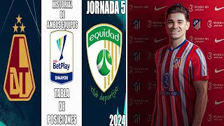 Tolima se enfrenta a la Equidad x la Jornada 5 Clausura 2024 | Julián Álvarez al Atletico de Madrid