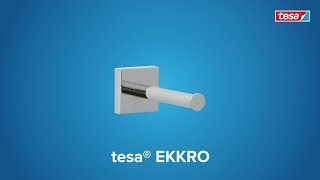 How to apply the angular, chromed tesa® Ekkro spare toilet roll holder