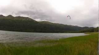 Kiteboarding at Eklutna Lake, Alaska