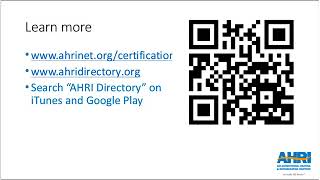 Webcast: AHRI Certified Products for Verified Performance