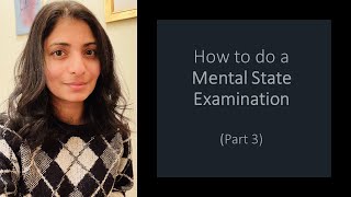 Mental State Examination lecture #3