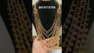 bridal long haram jewellery set  | One gram gold jewellery @Raainadas