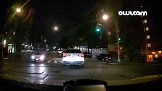 Owlcam video red light runner - cars slow start when light turned green - speeders