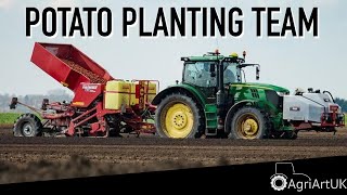 Potato planting with 4 x JOHN DEERE + GRIMME