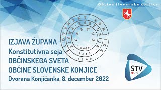 STV LIVE "IZJAVA ŽUPANA, KONSTITUTIVNA  SEJA OBČINSKEGA SVETA SLOVENSKE KONJICE"