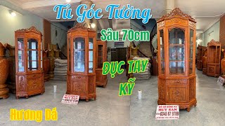 Tủ Góc Áp Tường Sâu 60cm Gỗ Hương Đá Đục Tay Kỹ