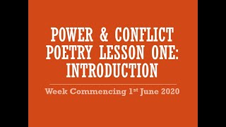 Power & Conflict Lesson One Introduction: AQA GCSE English Literature