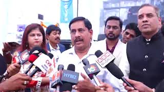 Addressing the media about salient features of Multi-level parking project at Nampally on 08-09-2018