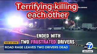 Shocking, Two people kill each other during a road rage shooting, kids in one car @IsDrivingThatHard