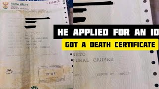 18-year-old boy applied for an ID and Home Affairs gave him a death certificate instead