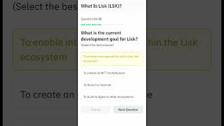 Earn 2.5 LSK -Binance Learn And Earn LISK Quiz Answers