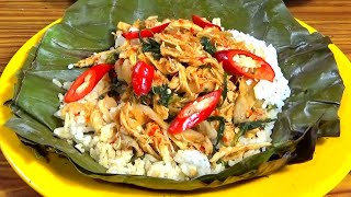 NASI BAKAR AYAM SUWIR JAMUR KEMANGI / Shredded Chicken and Basil Mushroom Roasted Rice