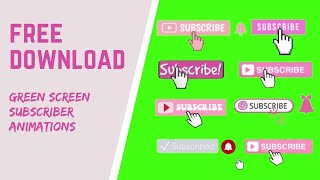 GREEN SCREEN SUBSCRIBER AND BELL BUTTON PINK - No Copyright