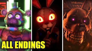 FNAF Security Breach ALL SECRET ENDINGS (Good Ending, Bad Ending & True Ending)