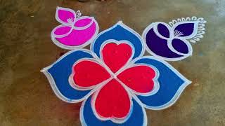 Diwali Special Rangoli villaku flower Design 🌻 3*1 deepavali  Festival 🌻  traditional diya pandaga