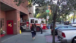 FDNY alert Engine 24, Ladder 5, leaving firehouse Greenwich Village