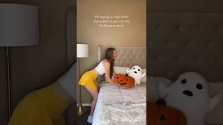 Halloween decor in August? 👻👀 Love this ghost and pumpkin pillow!