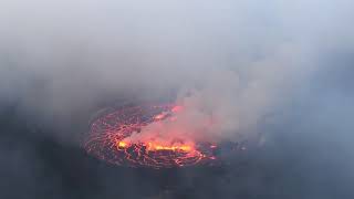 Looking into the lava in the crater of the Nyiragongo Volcano