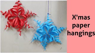 DIY 3D Paper Snow Flake/ Christmas Crafts/how to make 3d snow flake/Xmas paper crafts