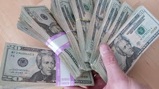 $10,000 real cash (all $20 bills) - COUNTED FAST!