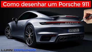 🔴 COMO DESENHAR CARROS REALISTAS: Porsche 911 Turbo S (Aula passo a passo)