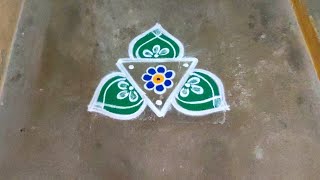 Vaigasi madham flower colour kolam designs|3 dots daily small muggulu|colour rangoli poo kolam