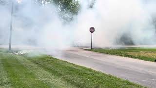 Neighbor doing a burnout