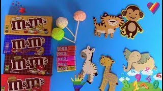 Learn colors and numbers  with play foam and M&M .