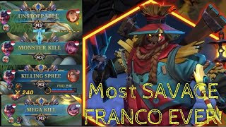 Franco Killing Spree, Mega Kill and Unstoppable | Mobile Legends Bang Bang