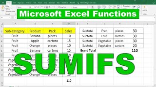 sumifs function in Microsoft excel | sumifs function of Microsoft excel | most useful formulas