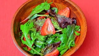 Green Salad with Strawberry Balsamic Vinaigrette. How to make Strawberry Salad. Salad Recipes