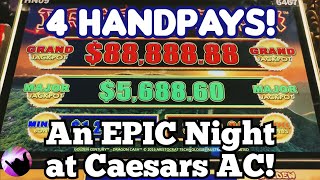 4 HANDPAYS!  An EPIC Night at Caesars Atlantic City!